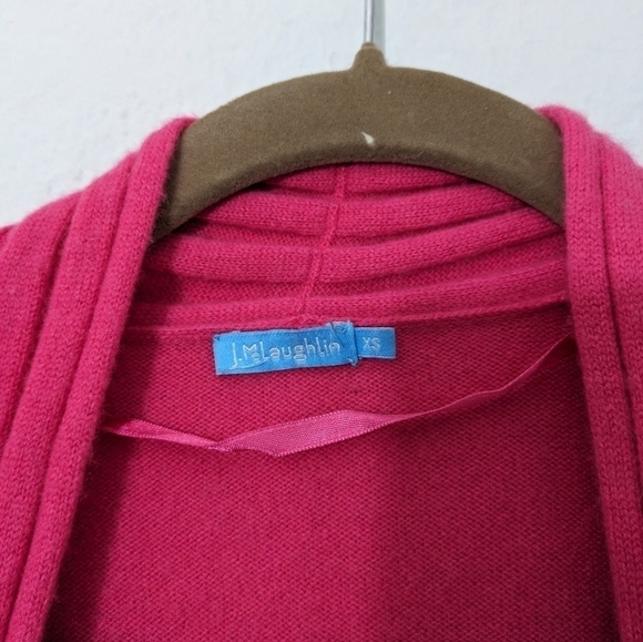 J. McLaughlin Women’s Size X Small neon Barbie pin Open Front Cardigan cashmere - Picture 3 of 4